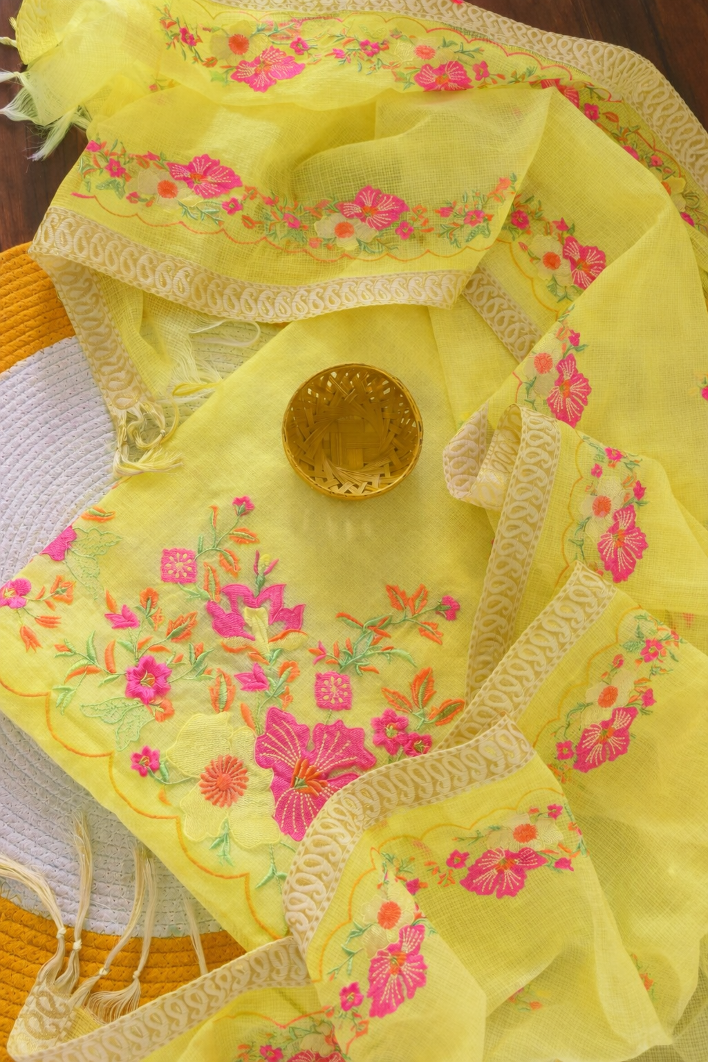 Azure Bloom Embroidery Dress Material