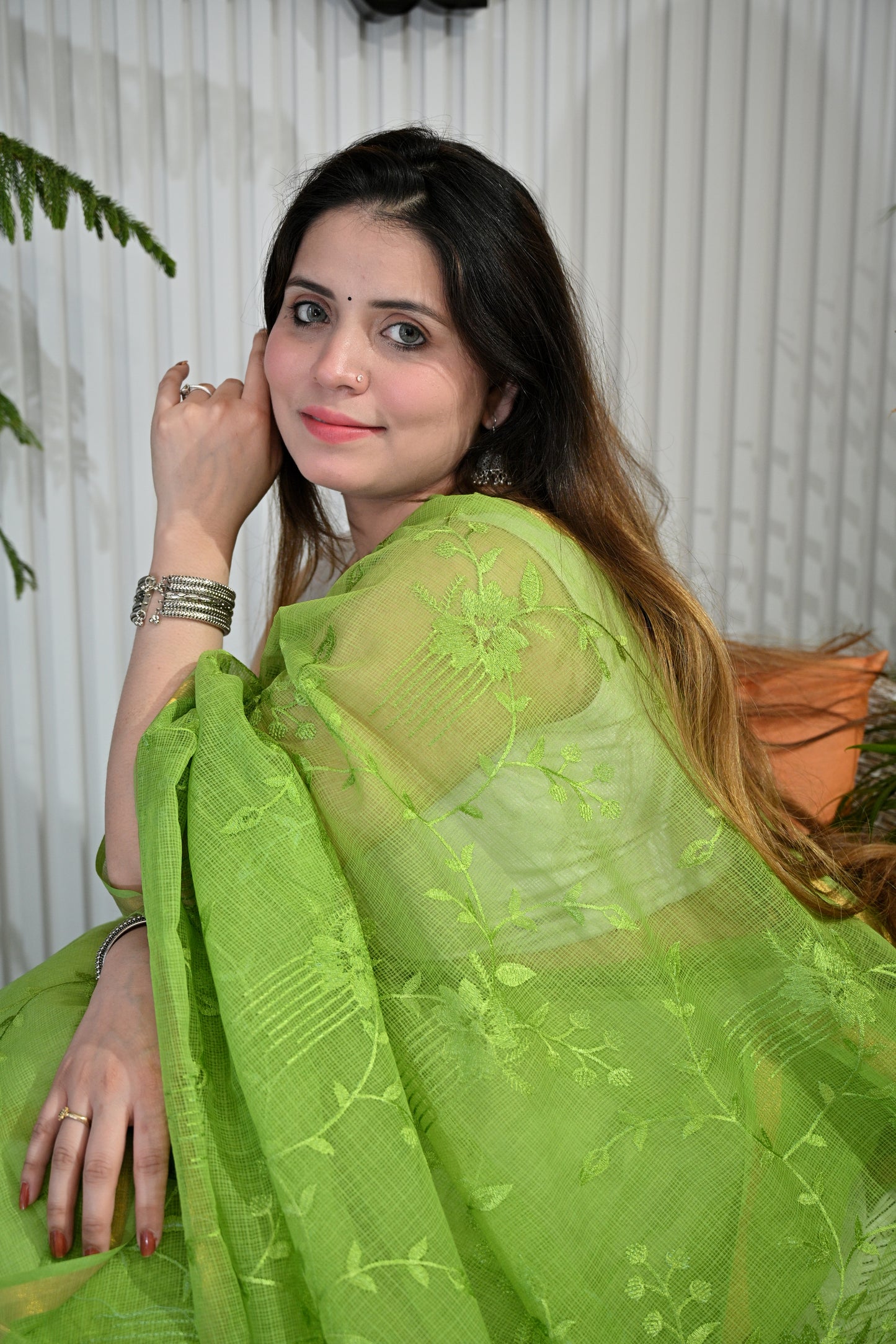 Block Print Kota Doria Saree