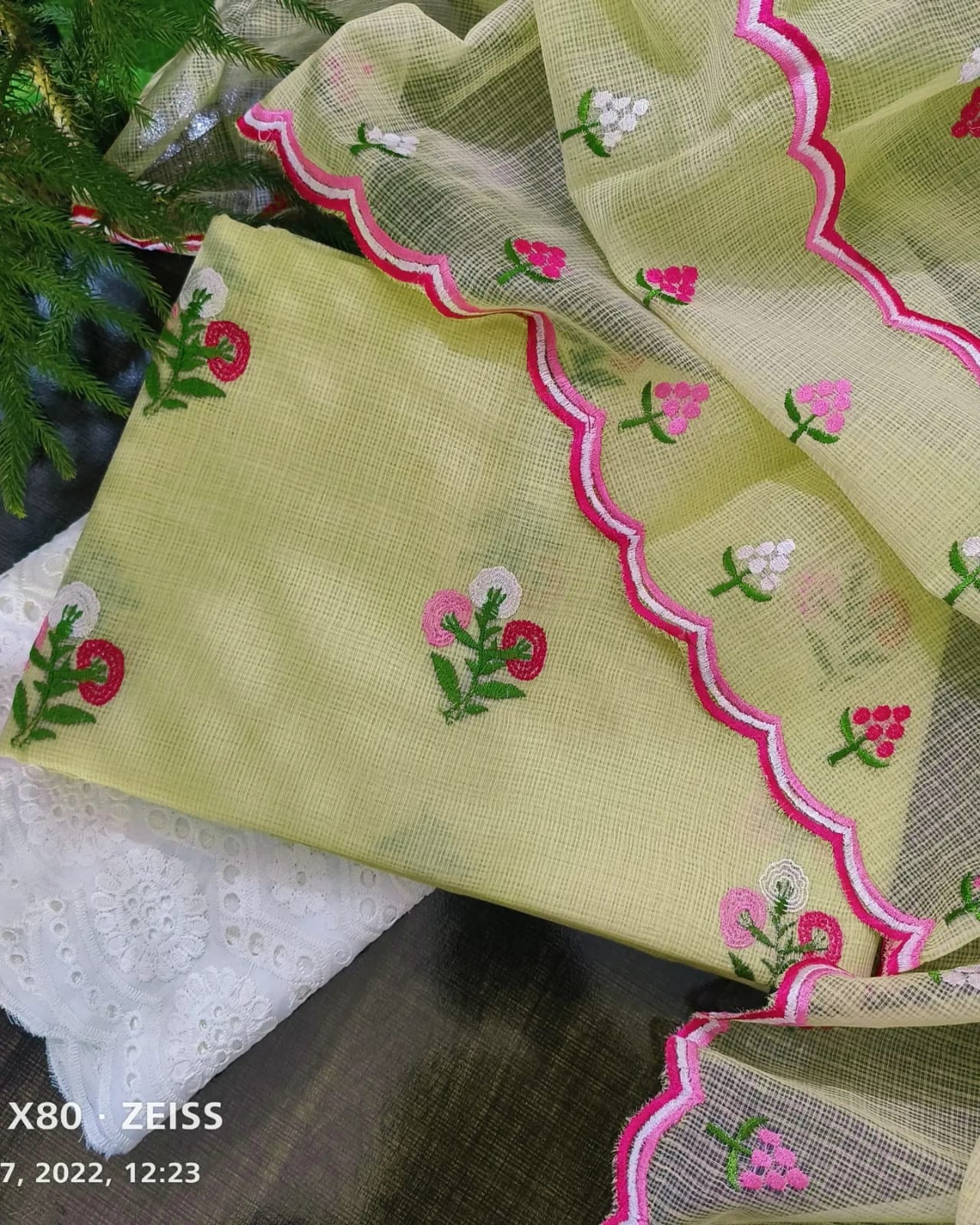 Pure Kota Cotton Embrodiery Work Dress Mate with chickenkari Bottom – My Store
