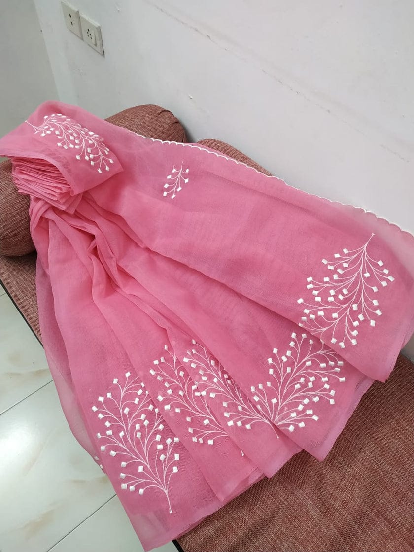 Stunning Pink Kota doria saree