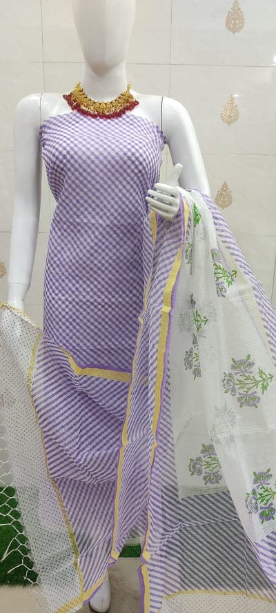 Pure Kota Cotton Lehriya Print Work Dress Material Pure Kota Cotton Lehriya Print Work Dress Material