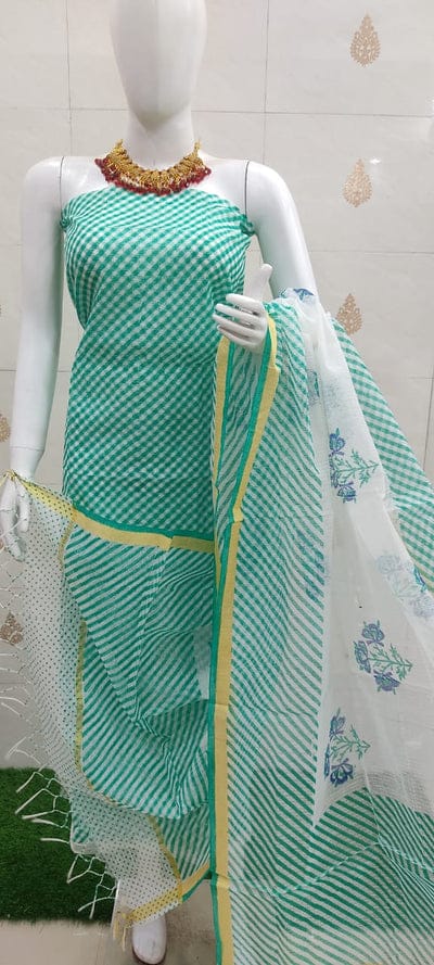 Pure Kota Cotton Lehriya Print Work Dress Material Pure Kota Cotton Lehriya Print Work Dress Material