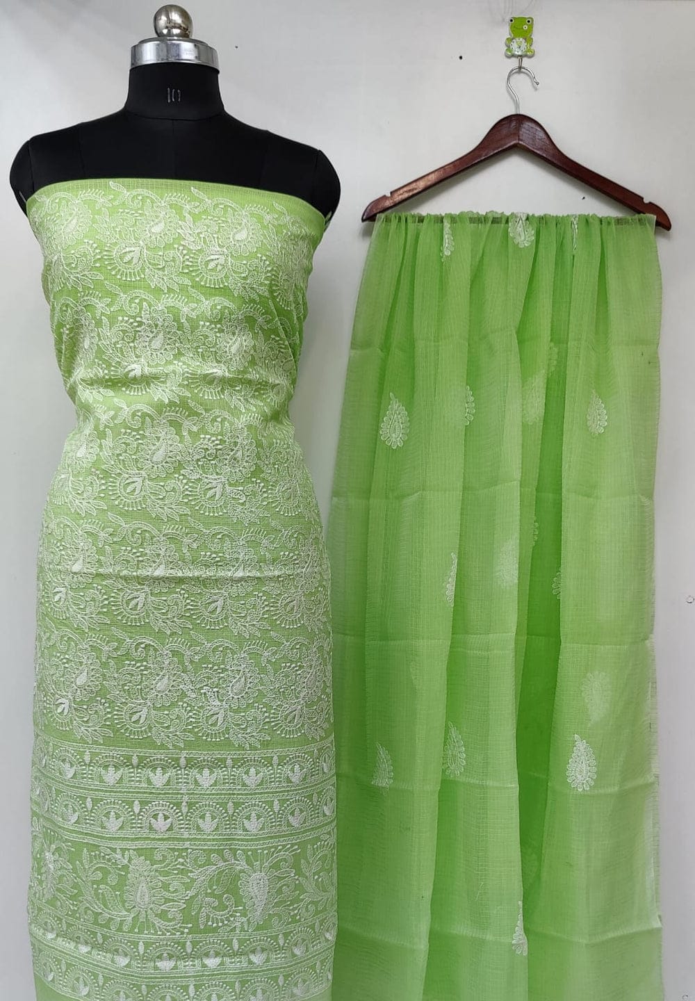 Graceful Green Kota Doria Dress Material