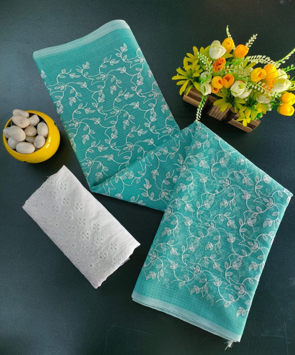 Graceful Kota Embroidered Saree with Blouse