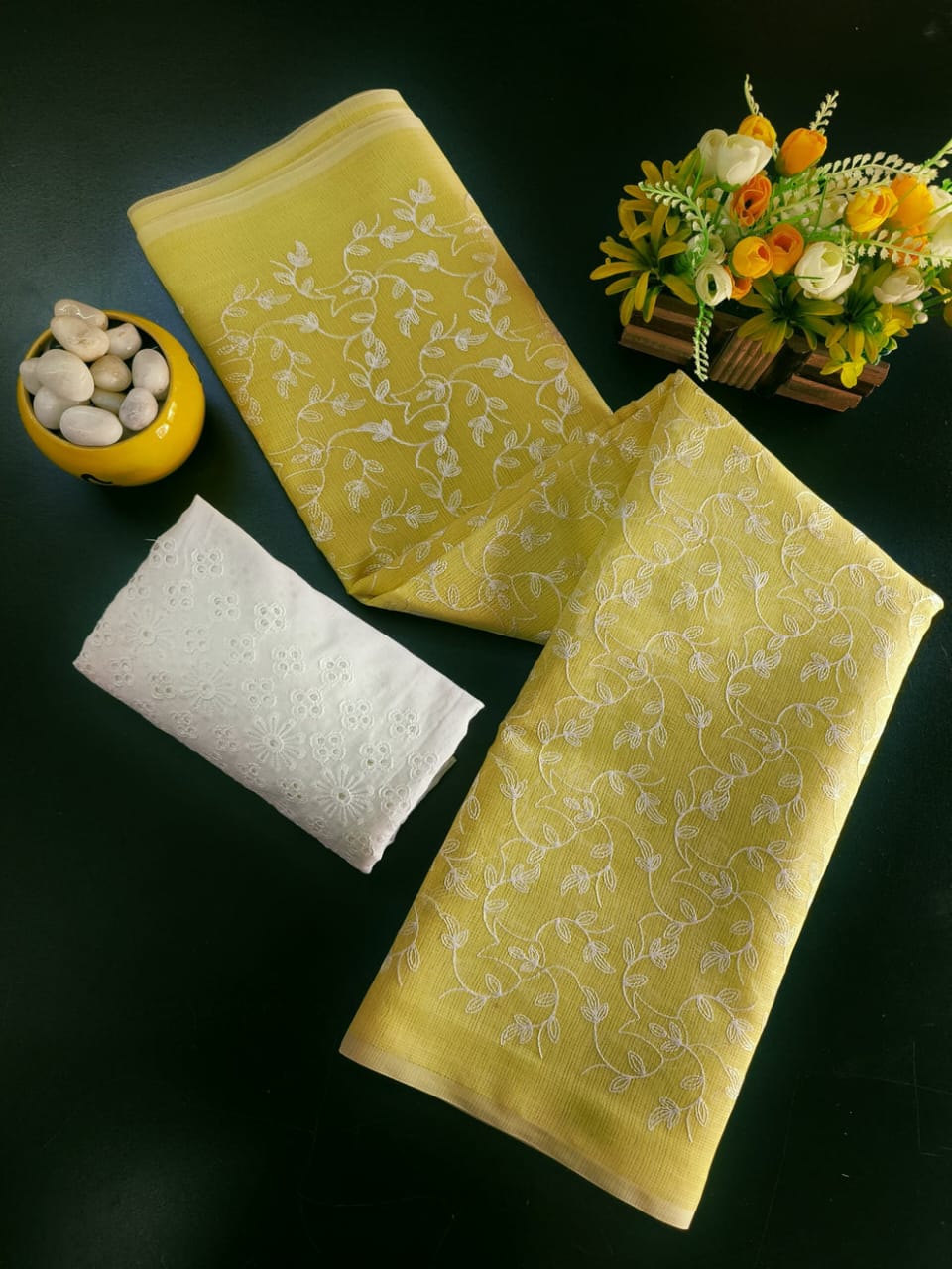 Kota Doria Gulshan Embroidery Saree