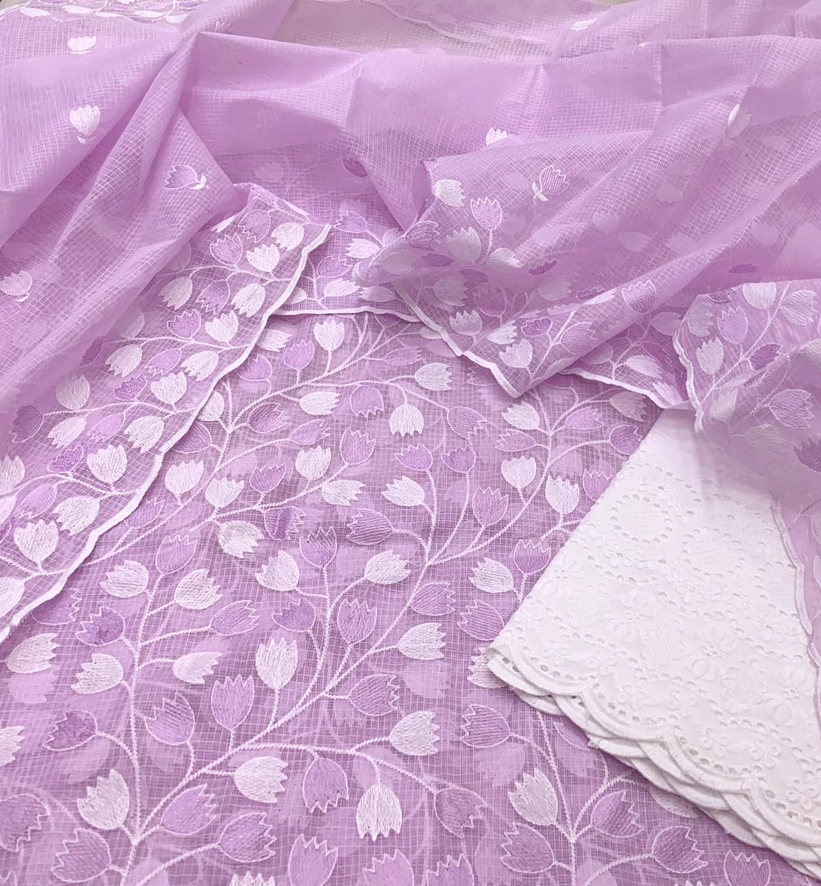 Lavender Gulzari Dress Material with Bottom