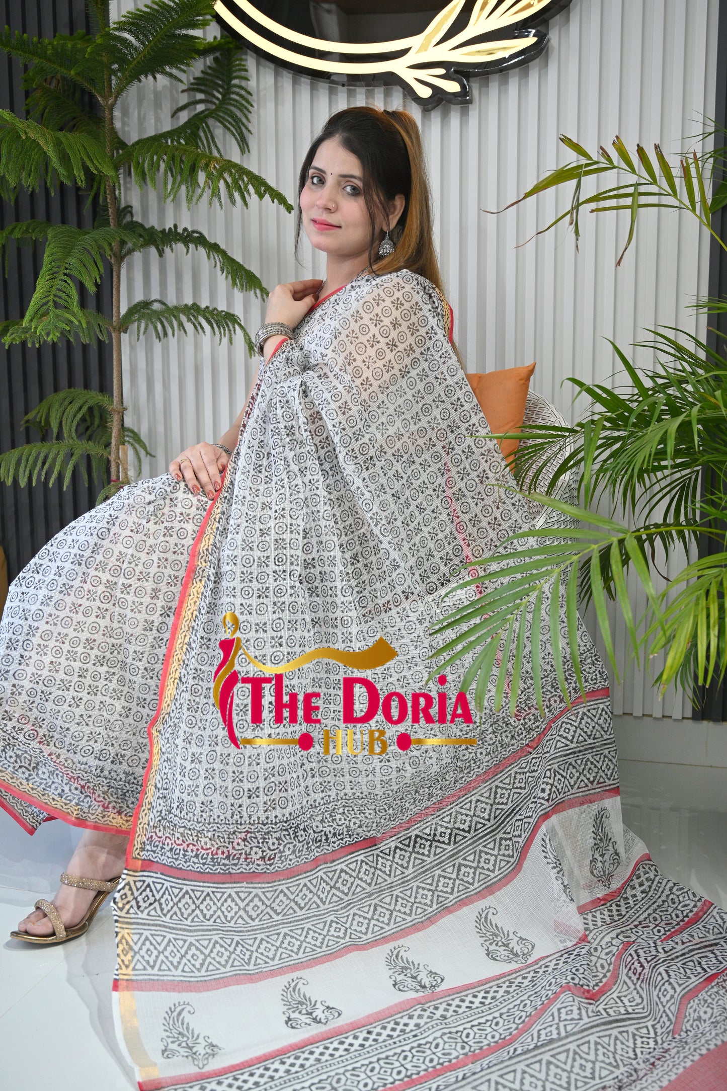 Hand Block Printed Kota Doria Saree