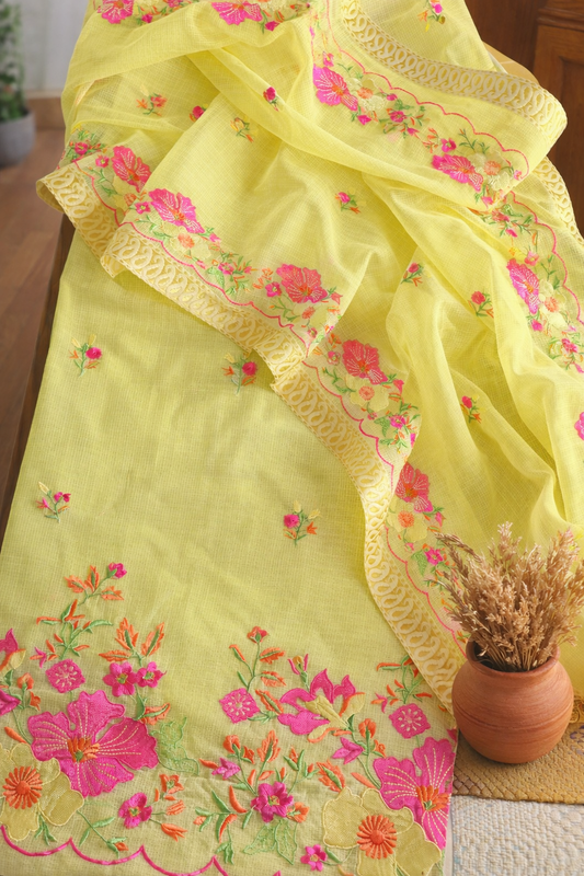 Amber Petals Embroidery Dress Material