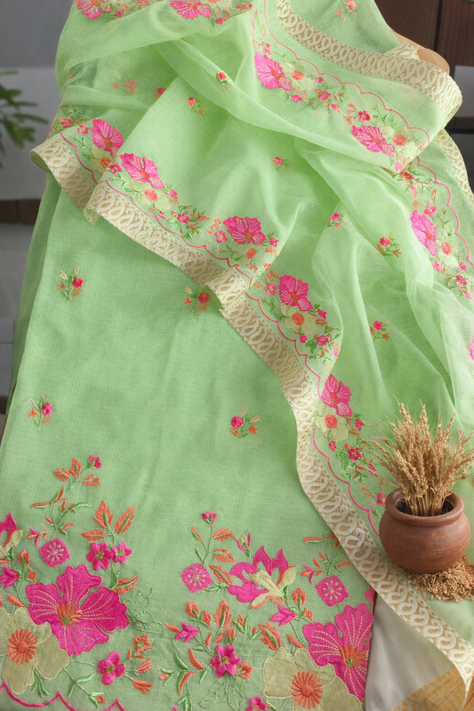 Citrus Bloom Embroidery Dress Material