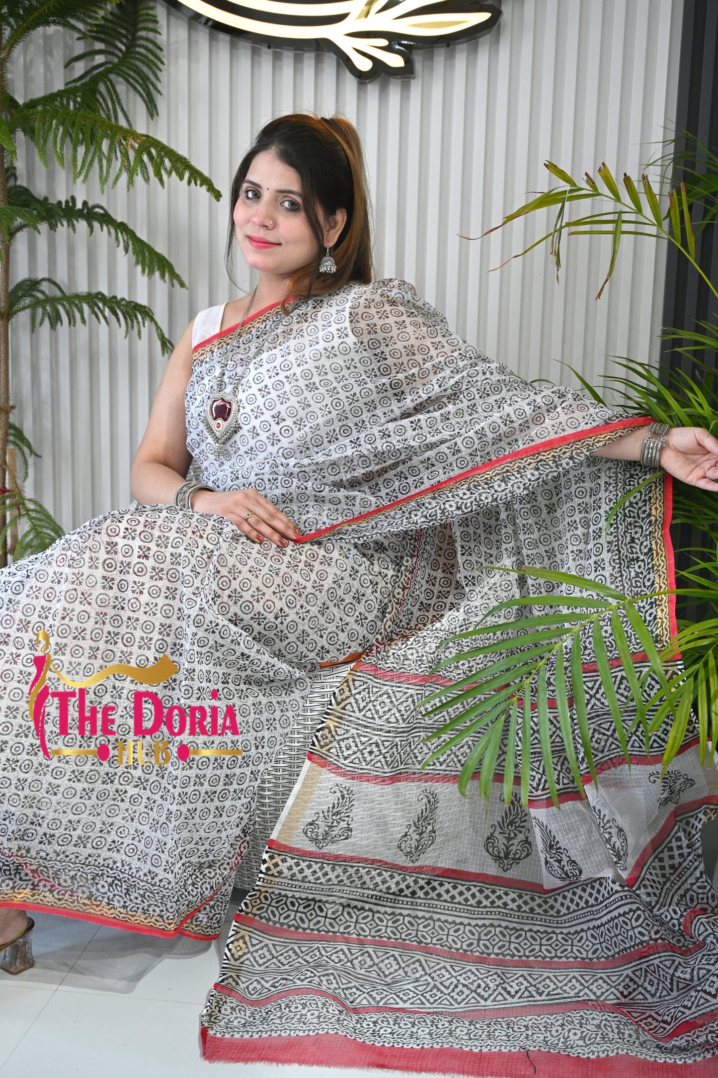 Hand Block Printed Kota Doria Saree