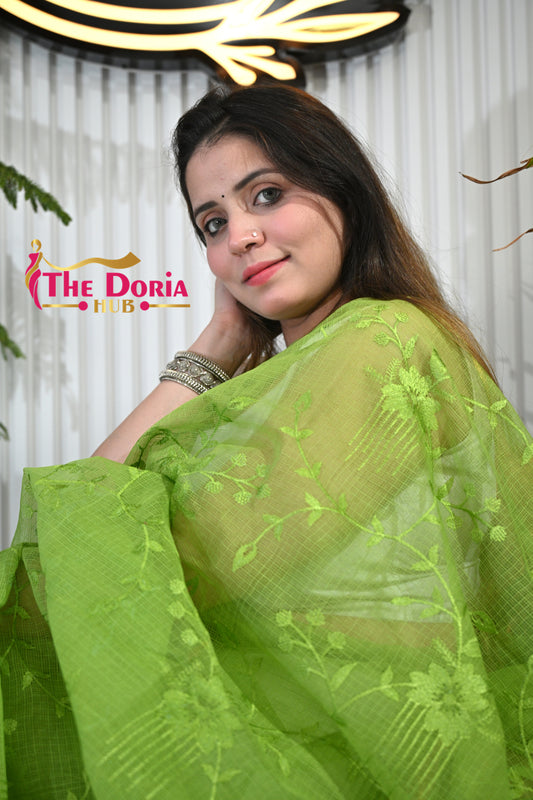 Block Print Kota Doria Saree