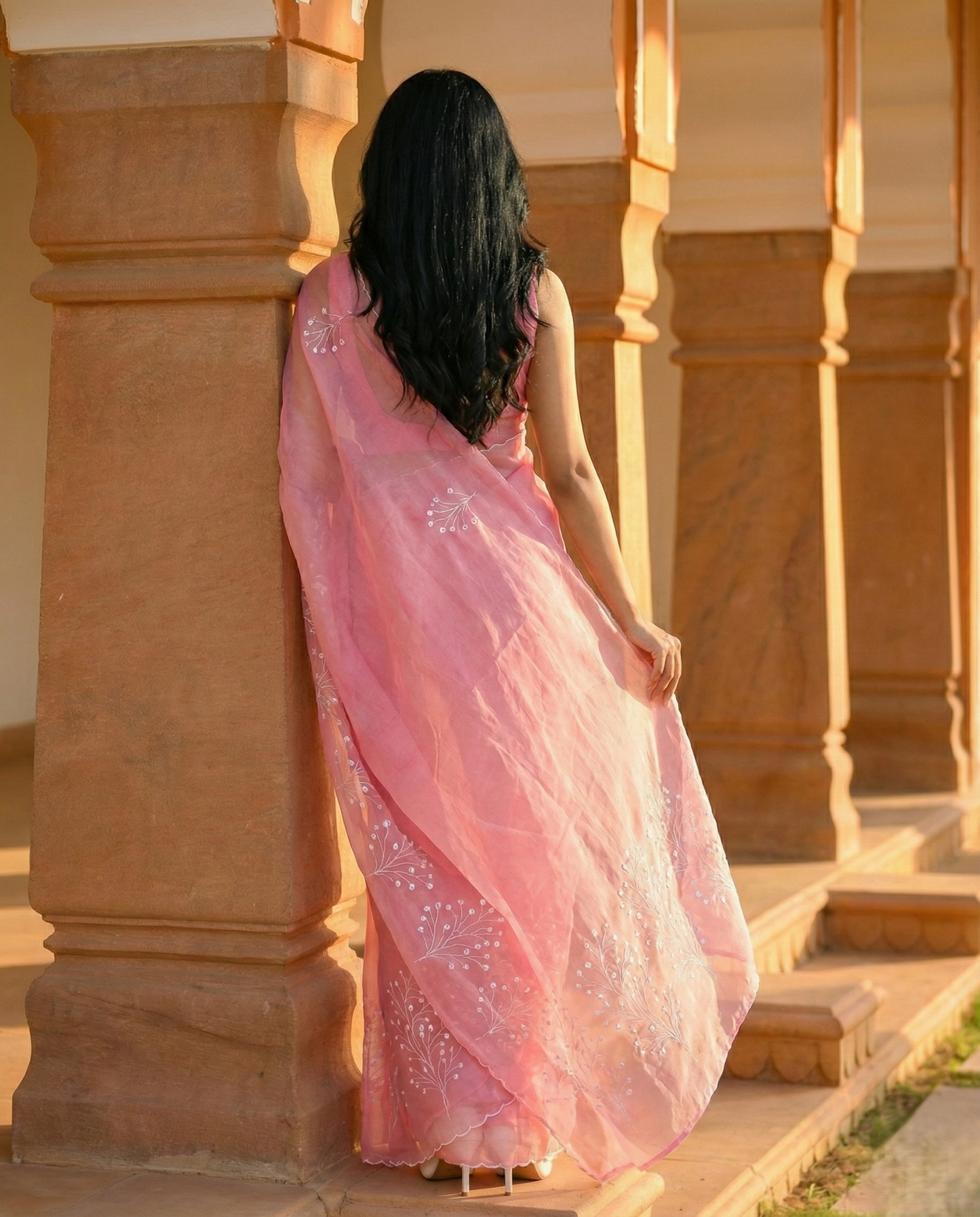 Stunning Pink Kota doria saree