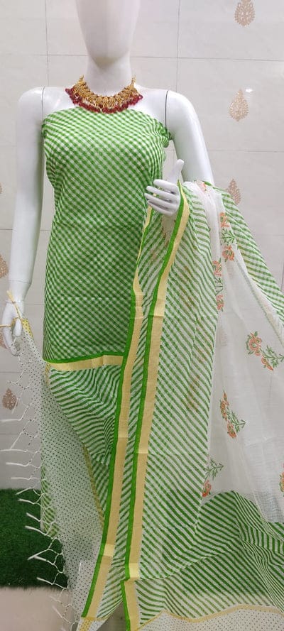 Pure Kota Cotton Lehriya Print Work Dress Material