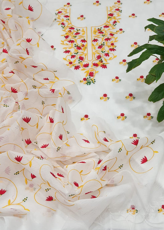 Pure Kota Cotton Thread Embrodiery Work Dress Material