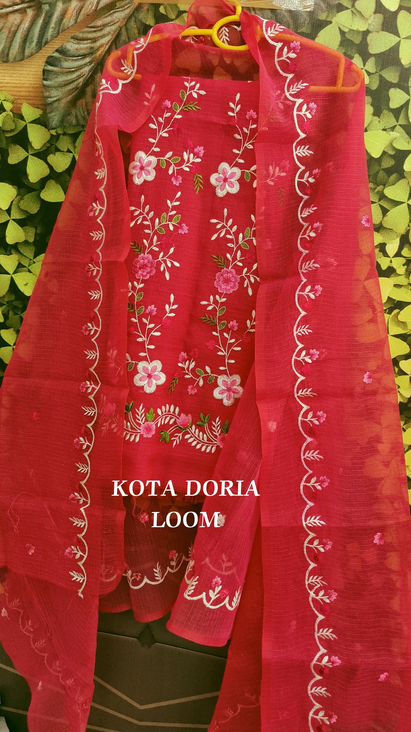 Rose Petal Charm Kota Doria Cotton Dress Material