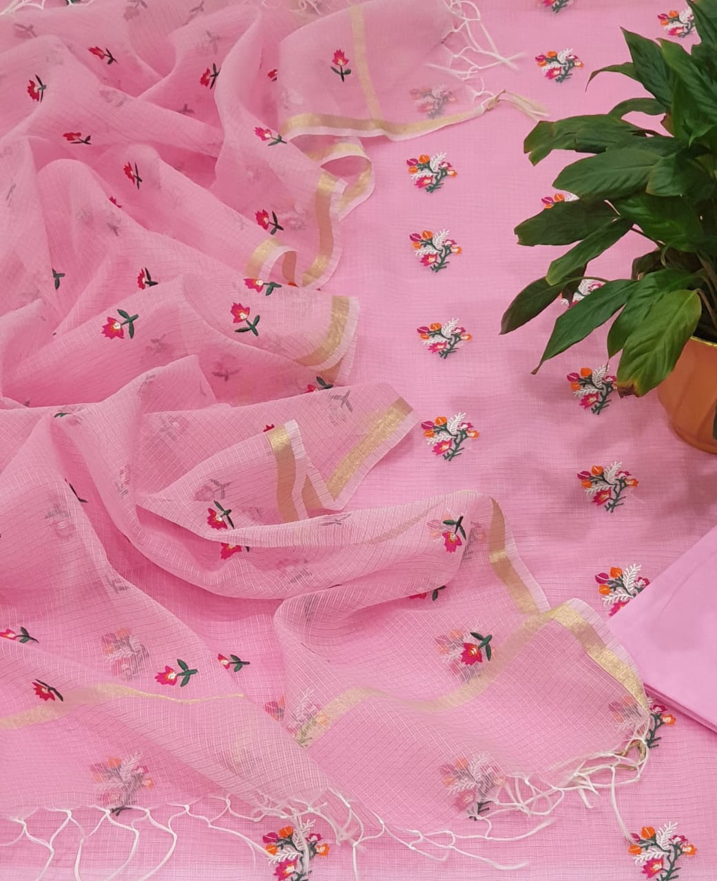 Gulaabo Work Dress Material kota doria with Bottom