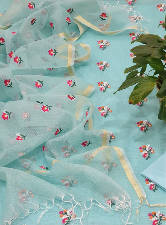 Neelkamal Kota Doria Cotton Dress Material with Bottom
